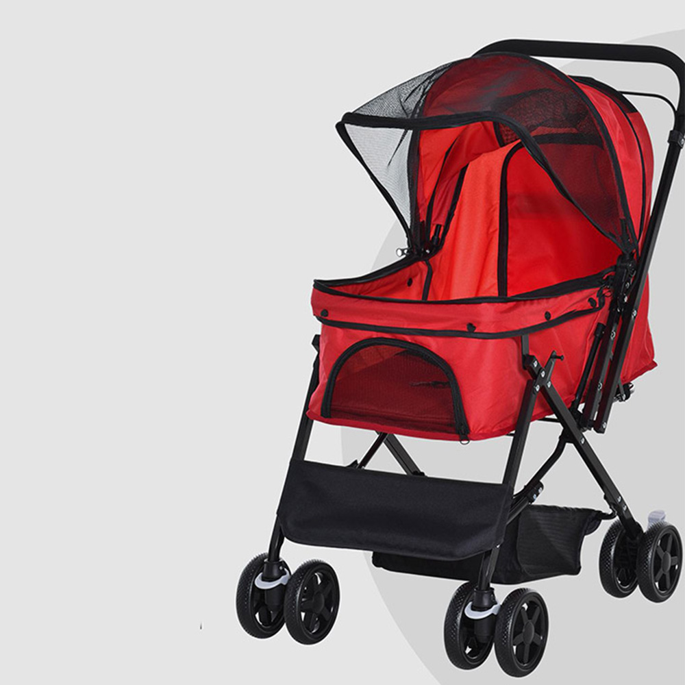 PawHut Reversible Pet Stroller Red Image 5