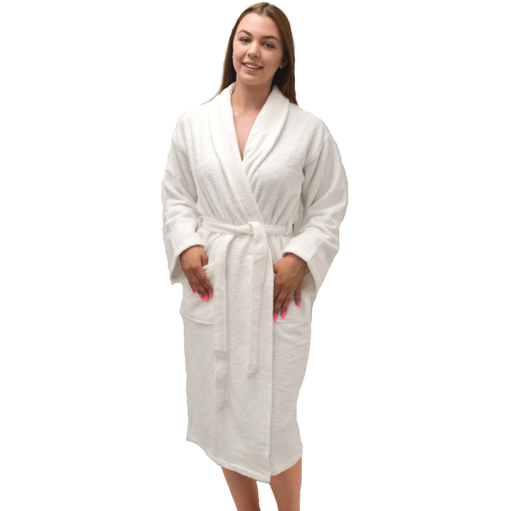 Allure Bath Fashions Hotel Luxury Large to Extra Large White Towelling Bathrobe Image 2