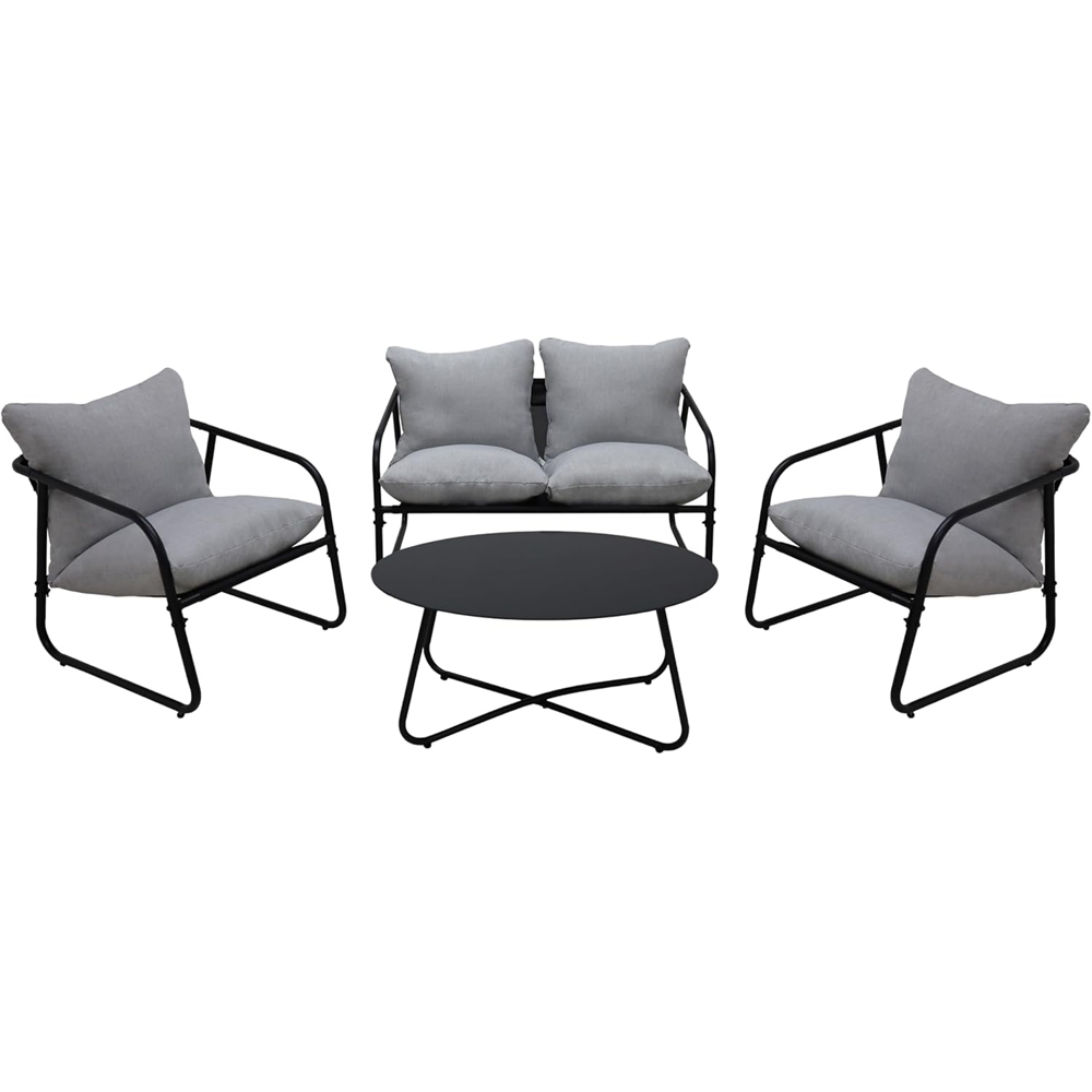 Alivio 4 Seater Grey Garden Sofa Set with Cushions and Coffee Table Image 2