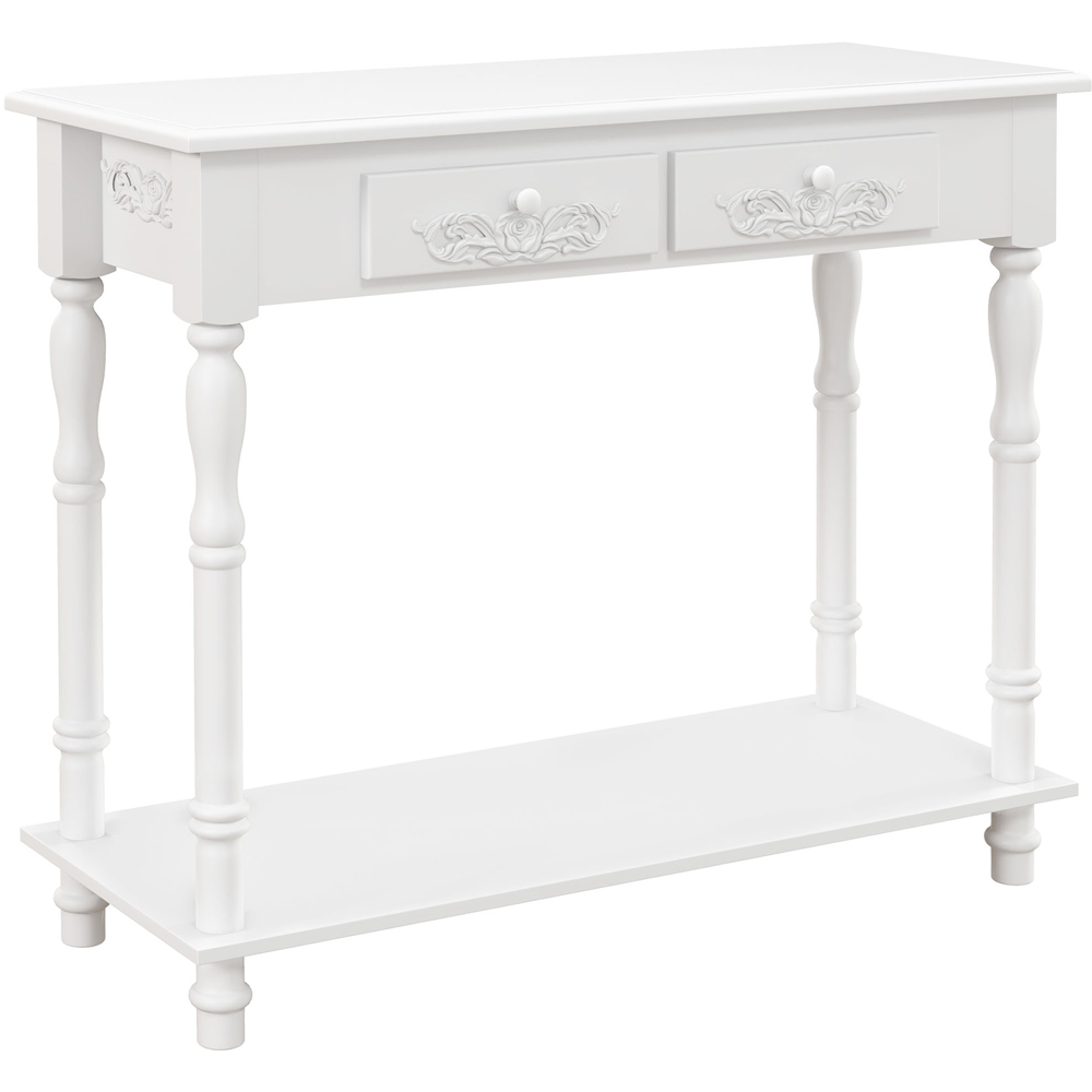 HOMCOM 2 Drawer White Wooden Console Table Image 2