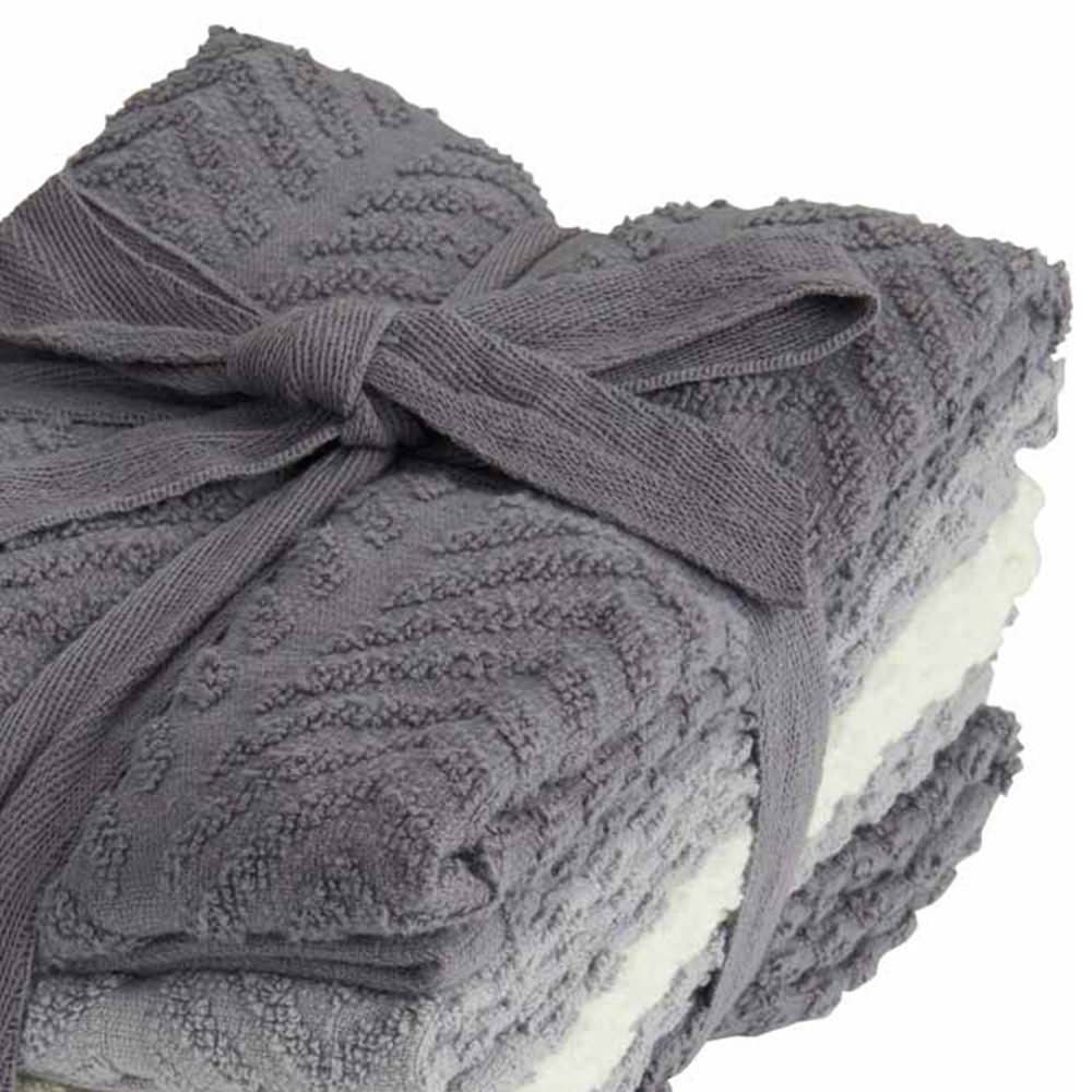 Wilko Grey and Cream Tea Towel 5 Pack Image 4