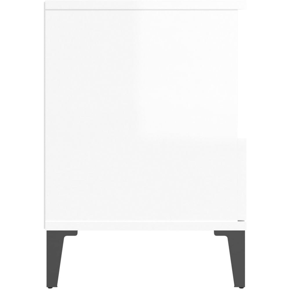 vidaXL Set of 2 Single Drawer Single Shelf High Gloss White Bedside Cabinet Image 8