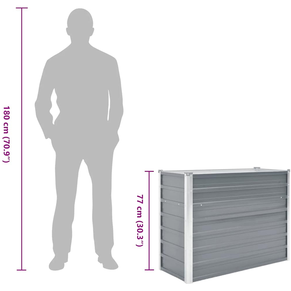 vidaXL Grey Galvanised Steel Raised Garden Bed 77 x 100 x 40cm Image 5