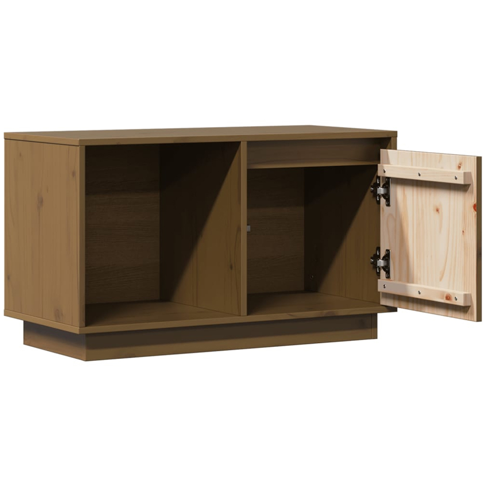 vidaXL Single Door Single Shelf Honey Brown Solid Pine Wood TV Cabinet Image 5