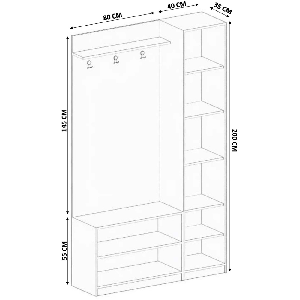 Evu Bergen 3 Door White Hallway Unit Image 5