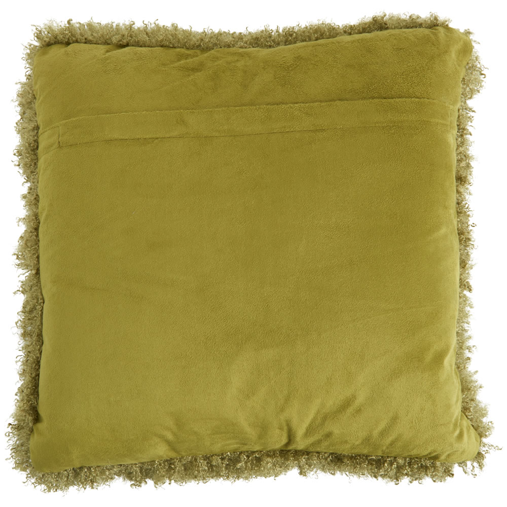 Wilko Green Faux Mongolian Cushion 43 x 43cm Image 2