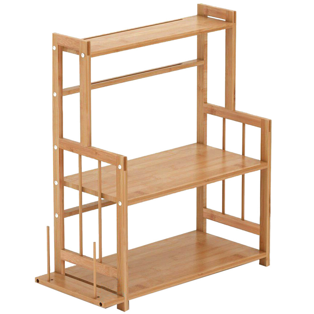 Living And Home WH1053 Natural Bamboo Multi-Tier Freestanding Spice Rack Bamboo Image 1
