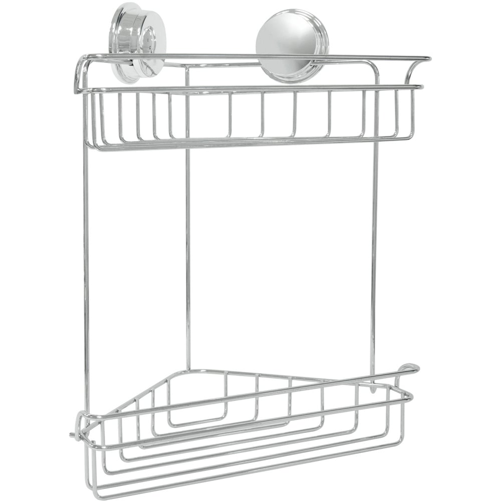 2 Shelf Chrome Peel and Fix Corner Shower Caddy Image