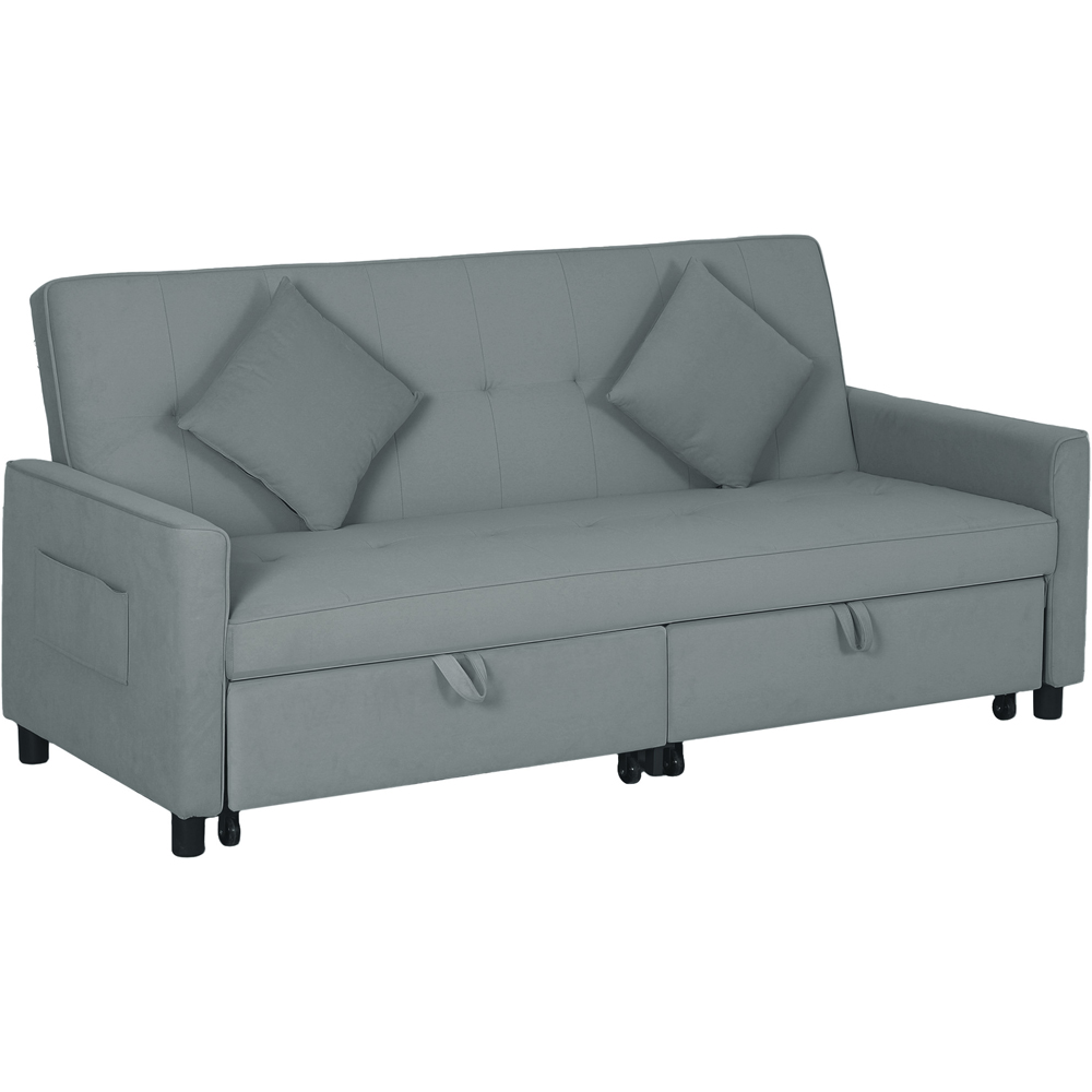 HOMCOM 3 Seater Grey L Shaped Reversible Pull Out Sofa Bed Image 2