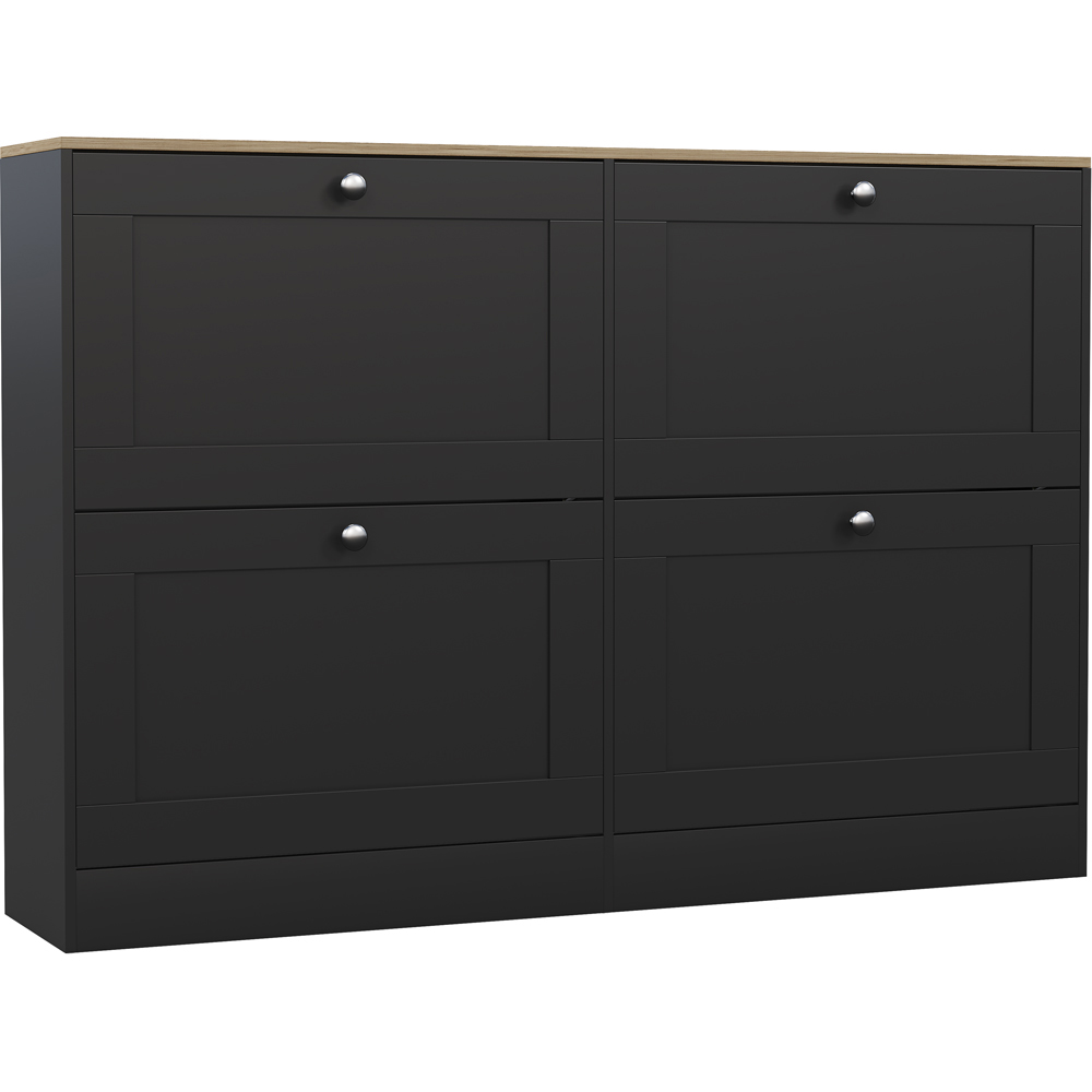 VIDA DESIGNS 4 Drawer Black and Oak Effect Shoe Cabinet Image 2