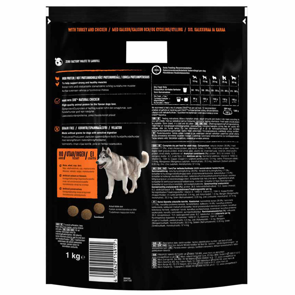 Crave Natural Complete Dry Dog Food Turkey and Chicken 1kg Image 3