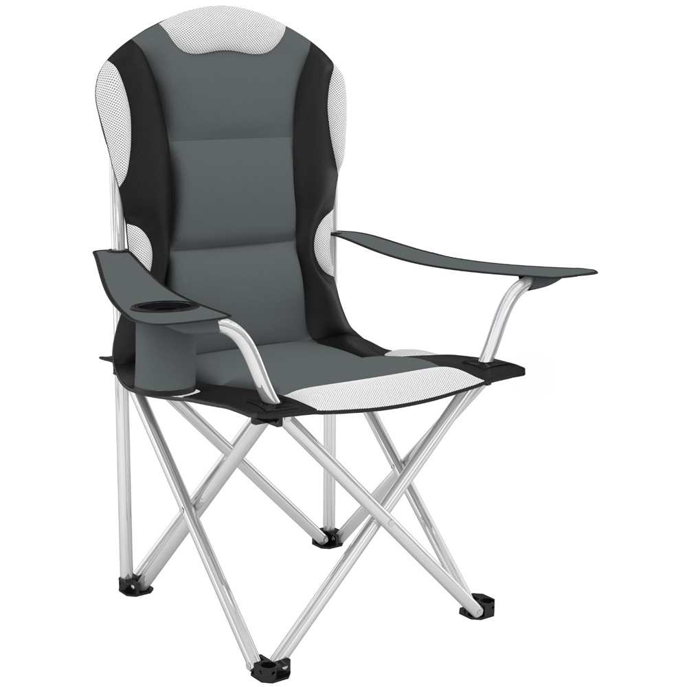 tectake 4 Piece Grey Padded Camping Chair Set Image 1