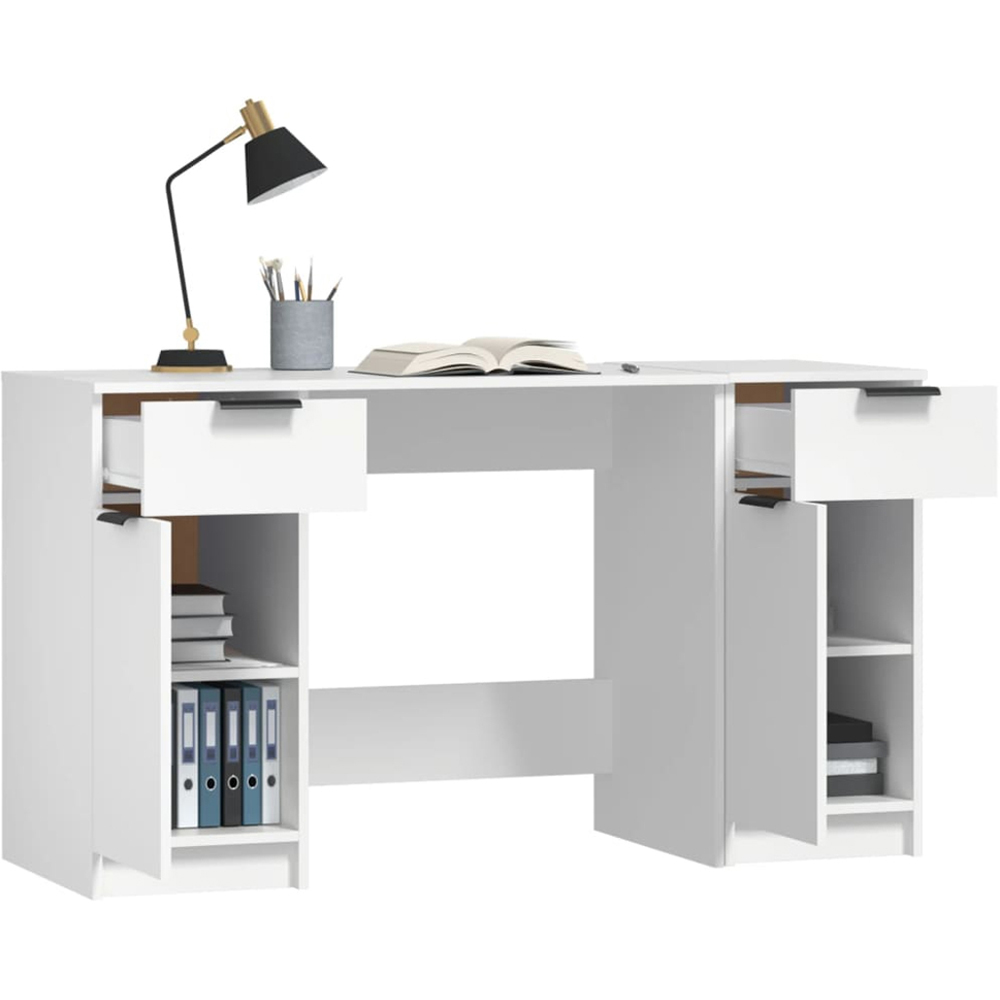 vidaXL 2 Door 2 Drawer Computer Desk White Image 3