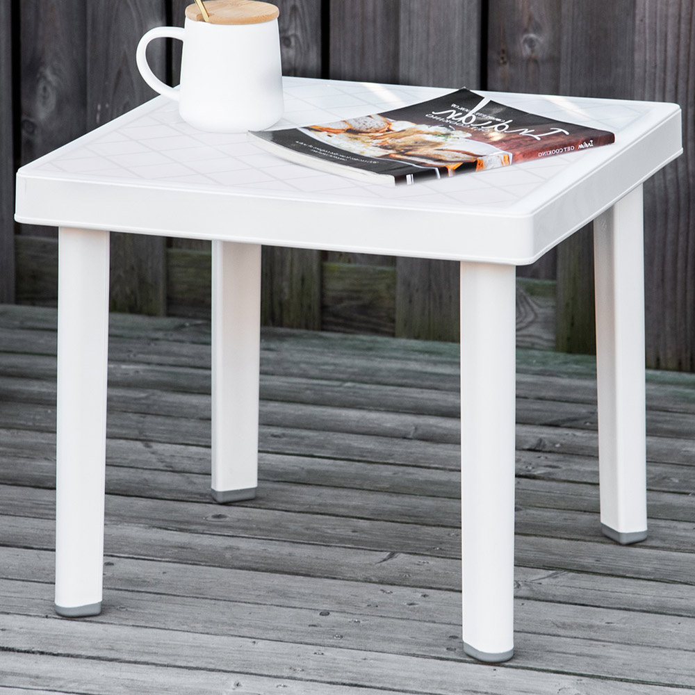 Outsunny White Square Side Table Image 1