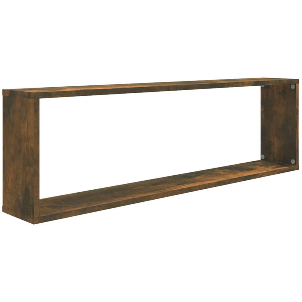 vidaXL 100 x 15 x 30cm Set of 4 Smoked Oak Cube Wall Shelf Image 1