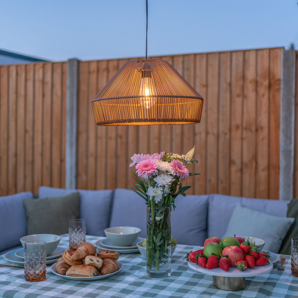 ValueLights Rattan Outdoor Solar Overhead Pendant Light Image 2