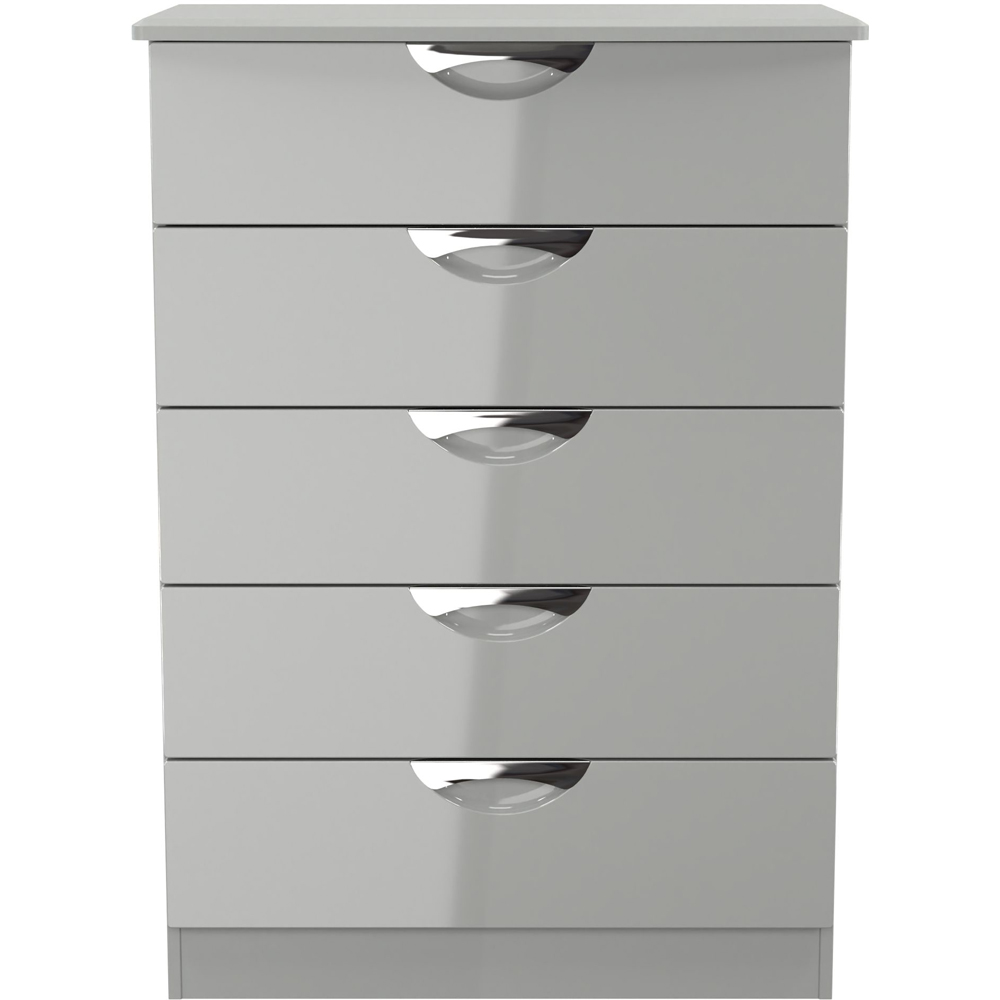 Crowndale Camden 5 Drawer Grey Gloss and Dusk Grey Chest of Drawers Ready Assembled Image 2