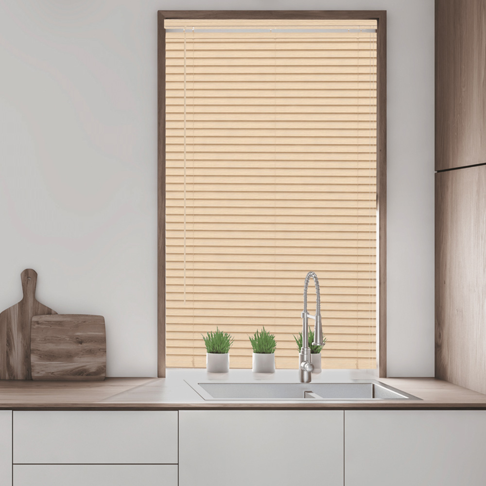 Caecus Wood Grain Effect PVC Long Drop Venetian Blind Natural 180 x 210cm Image 2
