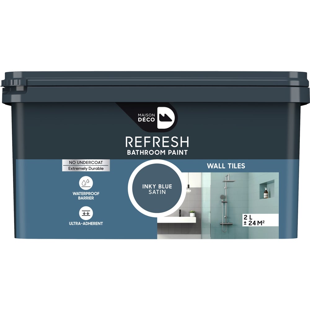 Maison Deco Refresh Bathroom Inky Blue Satin Paint 2L Image 2