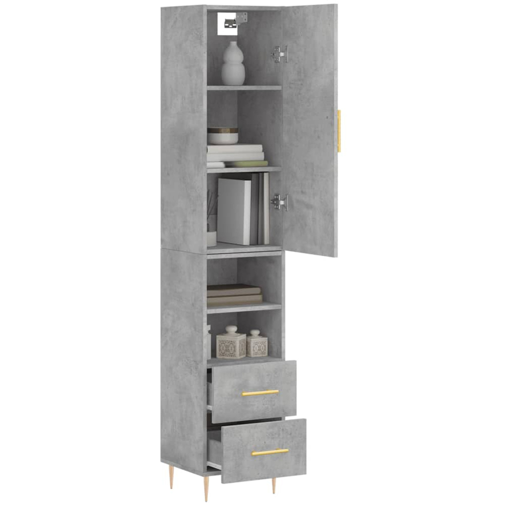 vidaXL Single Door 2 Drawer 2 Shelf Concrete Grey Highboard Image 3
