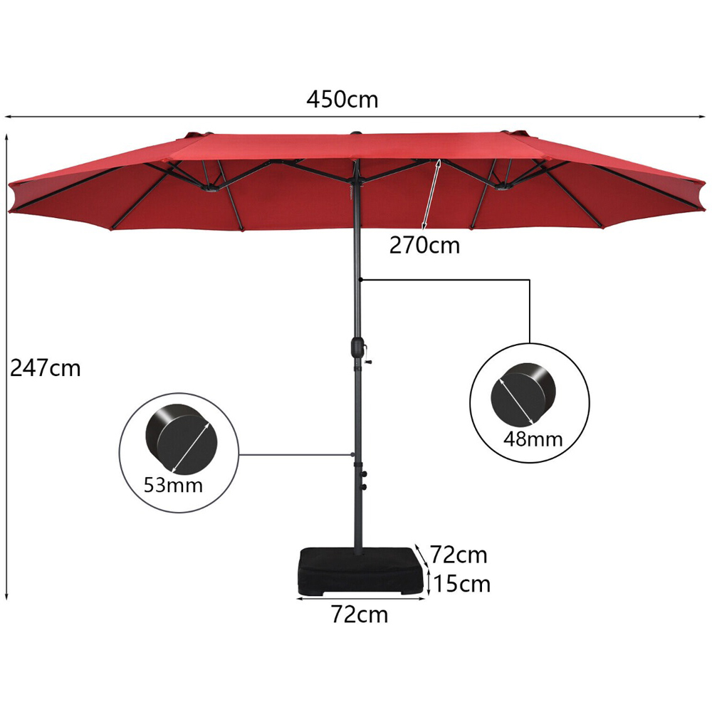 Costway Wine Crank Handle Double Sided Parasol 4.5m Image 9
