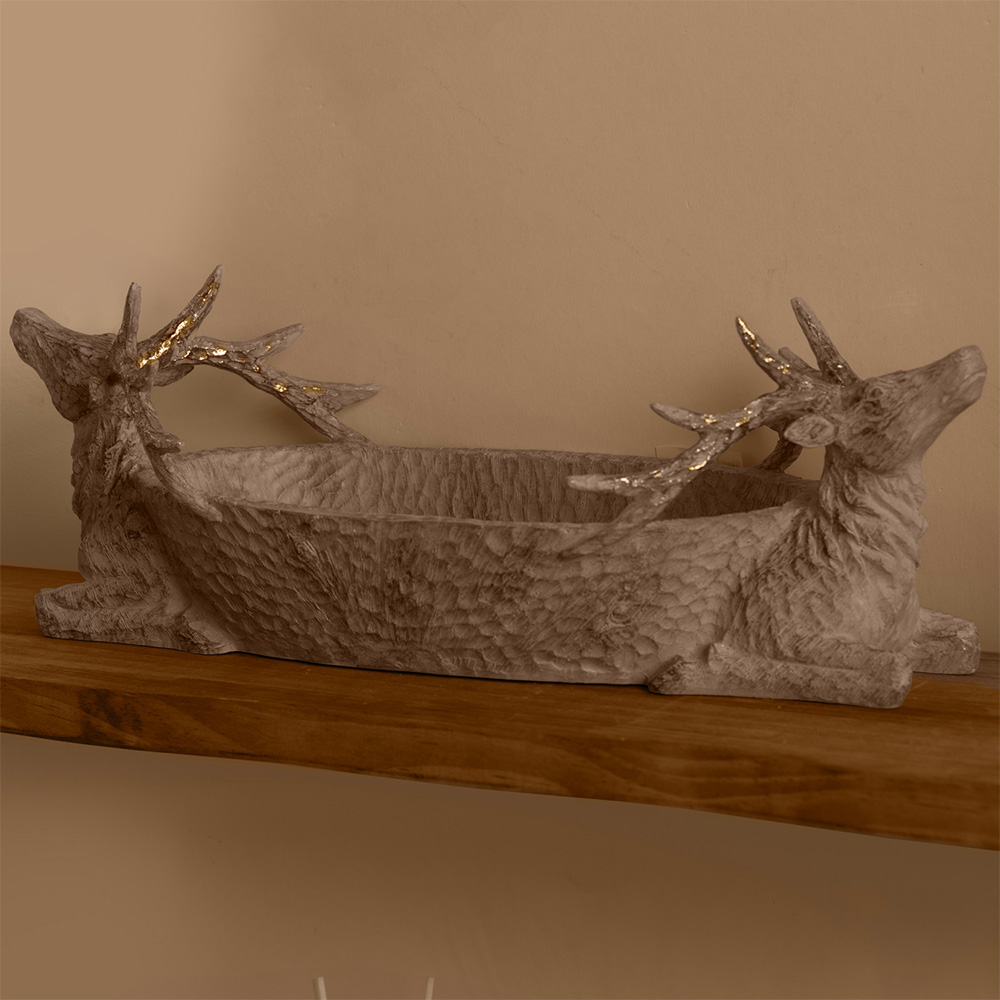 Wood Effect Gold Brushed Tray Image 2