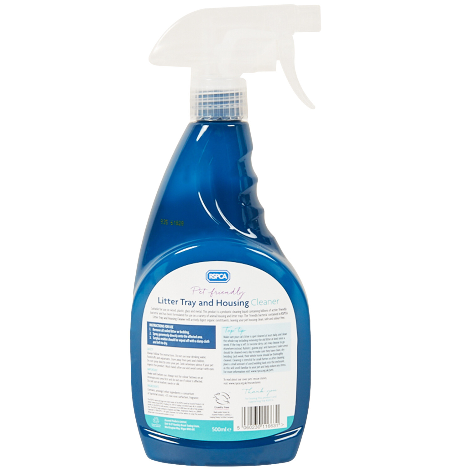 RSPCA Litter Tray and Housing Cleaner 500ml - Blue Image 3