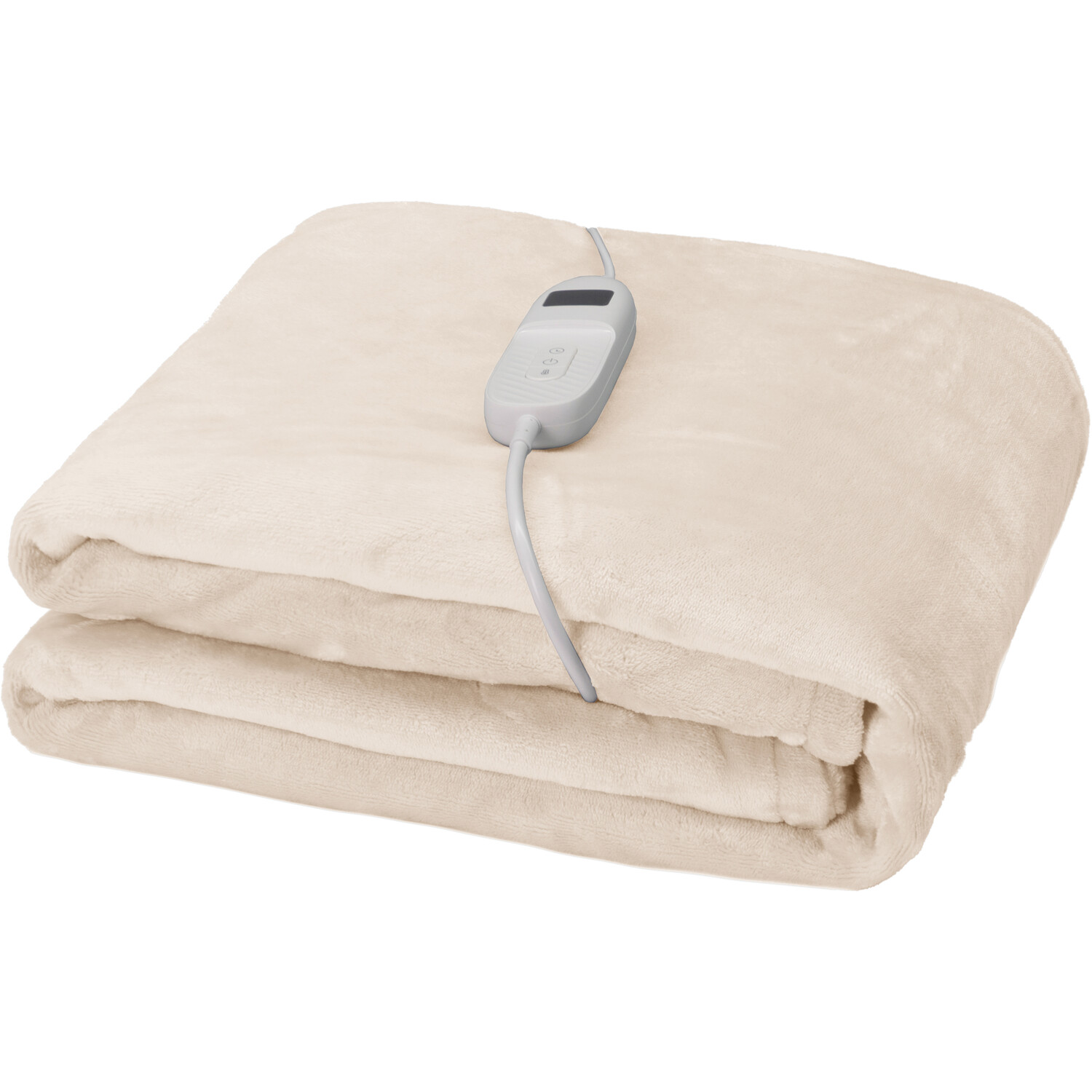 Plain Electric Fleece Throw Natural Image