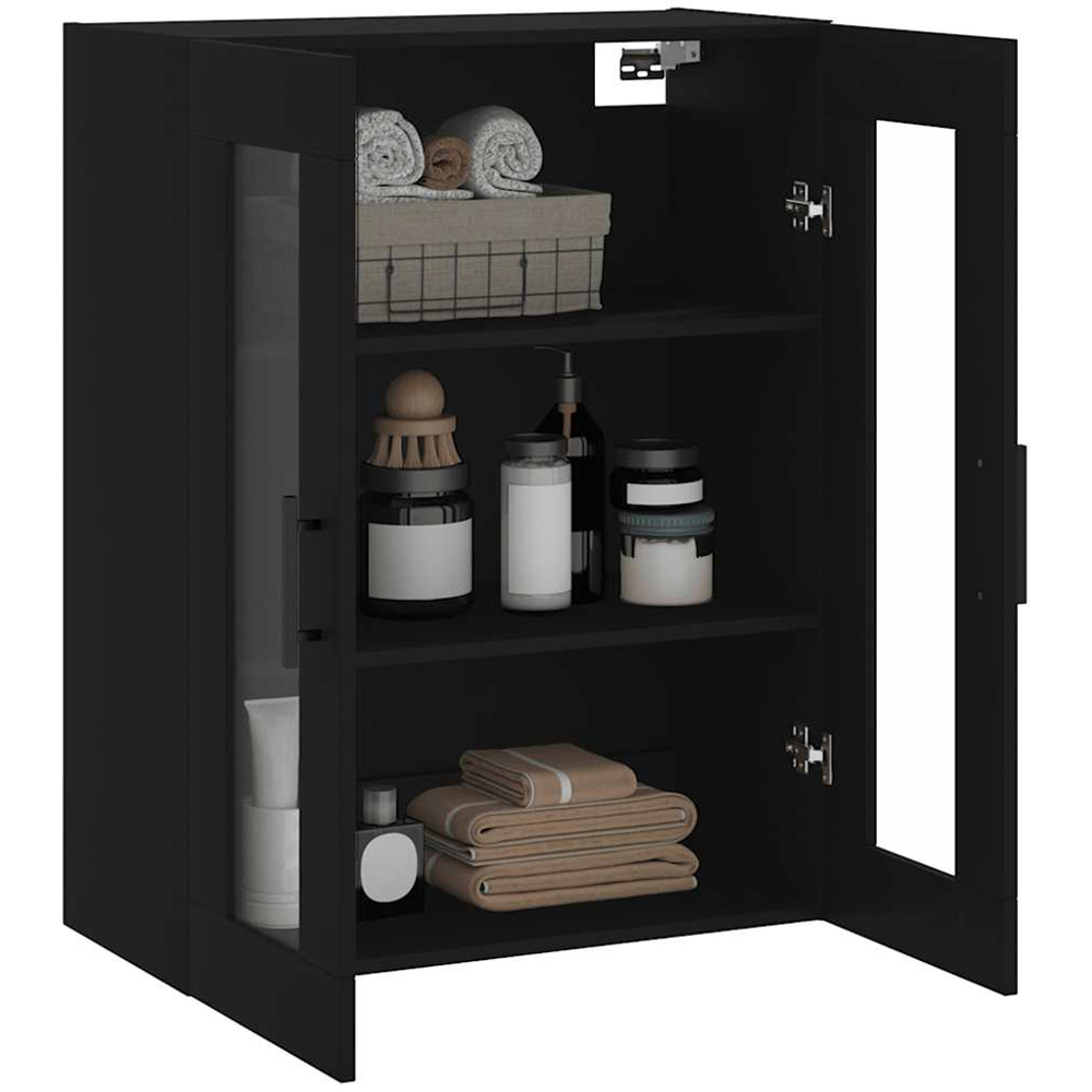 vidaXL 2 Glass Door Black Wall Mounted Cabinet 2 Pack Image 5