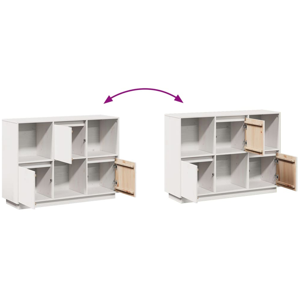 vidaXL 3 Door 3 Shelf White Solid Pine Wood Sideboard Image 9