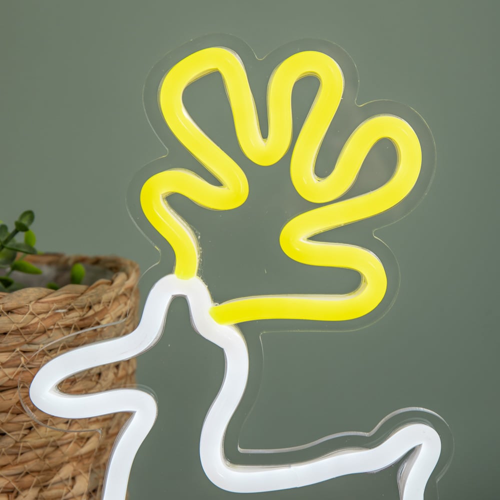 Premier Yellow and White LED Reindeer Table Top Neon Sign 25 x 19cm Image 7