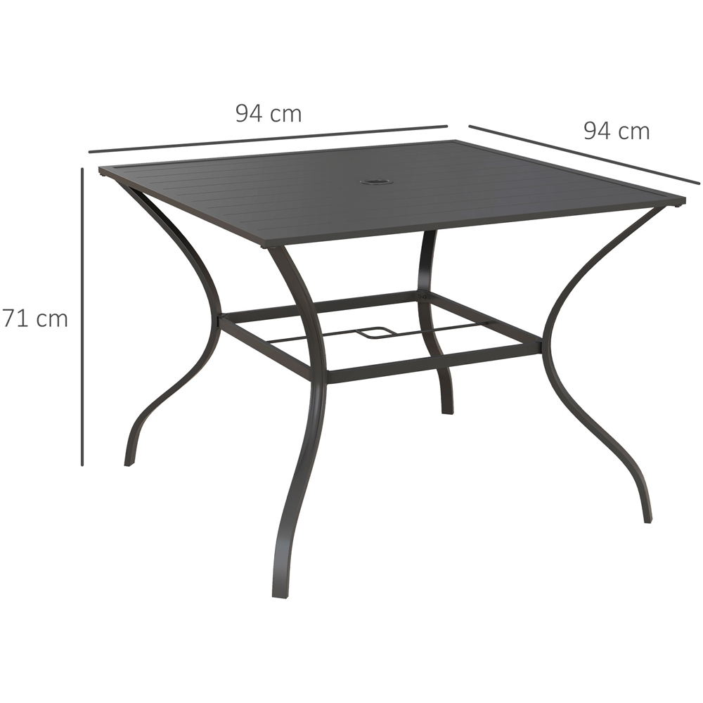 Outsunny 4 Seater Slatted Metal Plate Top Garden Dining Table Dark Grey Image 8
