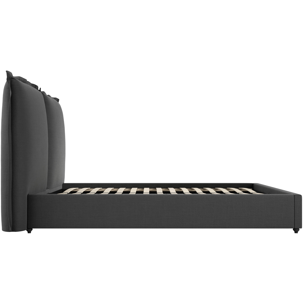 LPD Home Sunday Deep Grey Double Linen Blend Fabric Bed with Pillow-Style Headboard Image 4