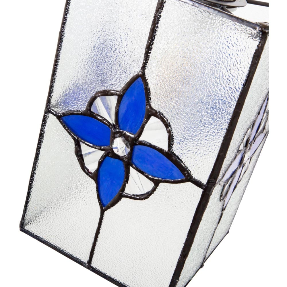Happy Homewares Traditional Tiffany Style Clear Glass Pendant Shade with Royal Blue Panels Image 5