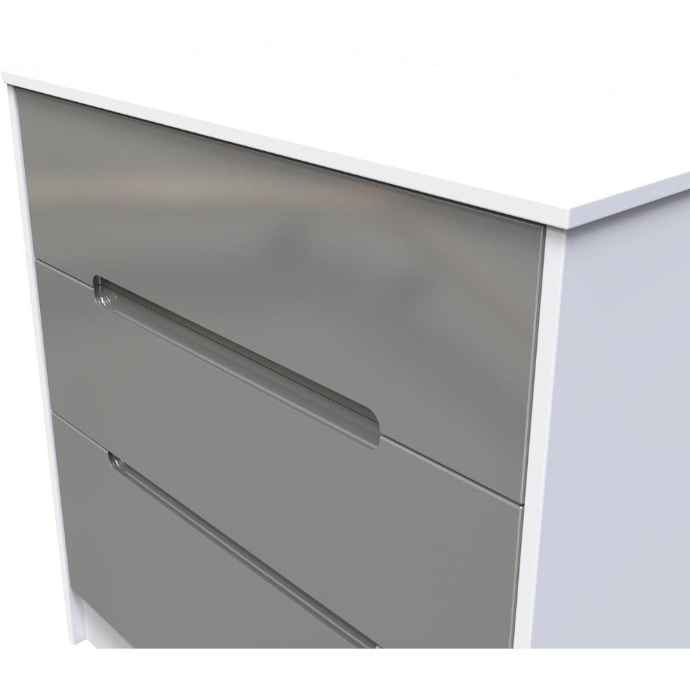 Crowndale Monaco 3 Drawer Grey Gloss and White Deep Chest of Drawers Ready Assembled Image 5