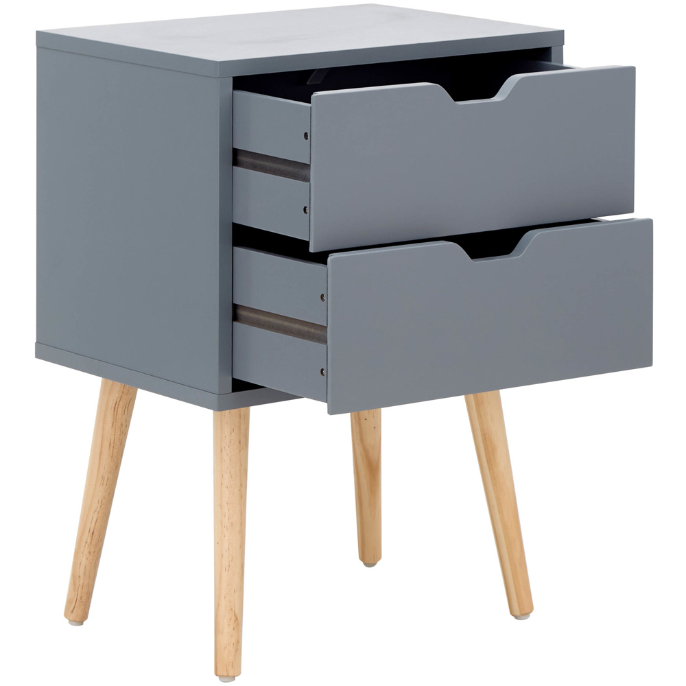 GFW Nyborg 2 Drawer Dark Grey Bedside Table Image 4
