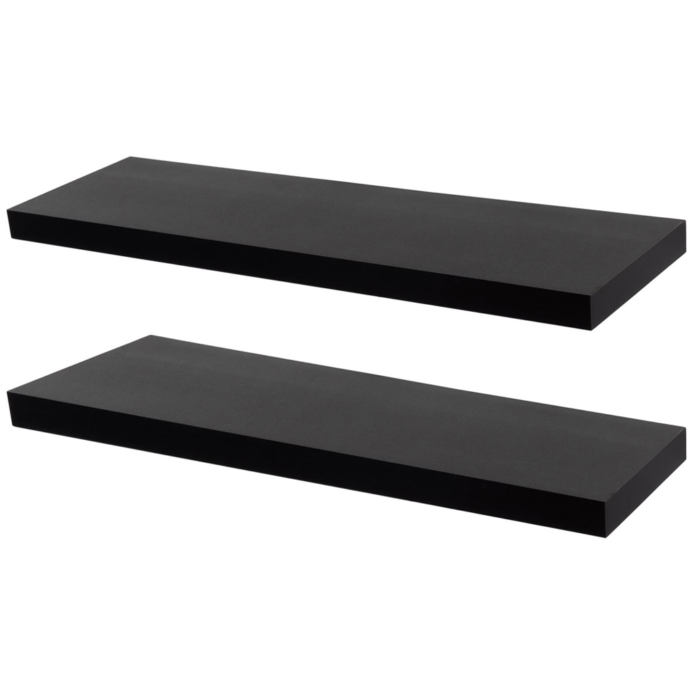 Harbour Housewares 80cm 2 Pack Black Floating Wall Shelf Image 2