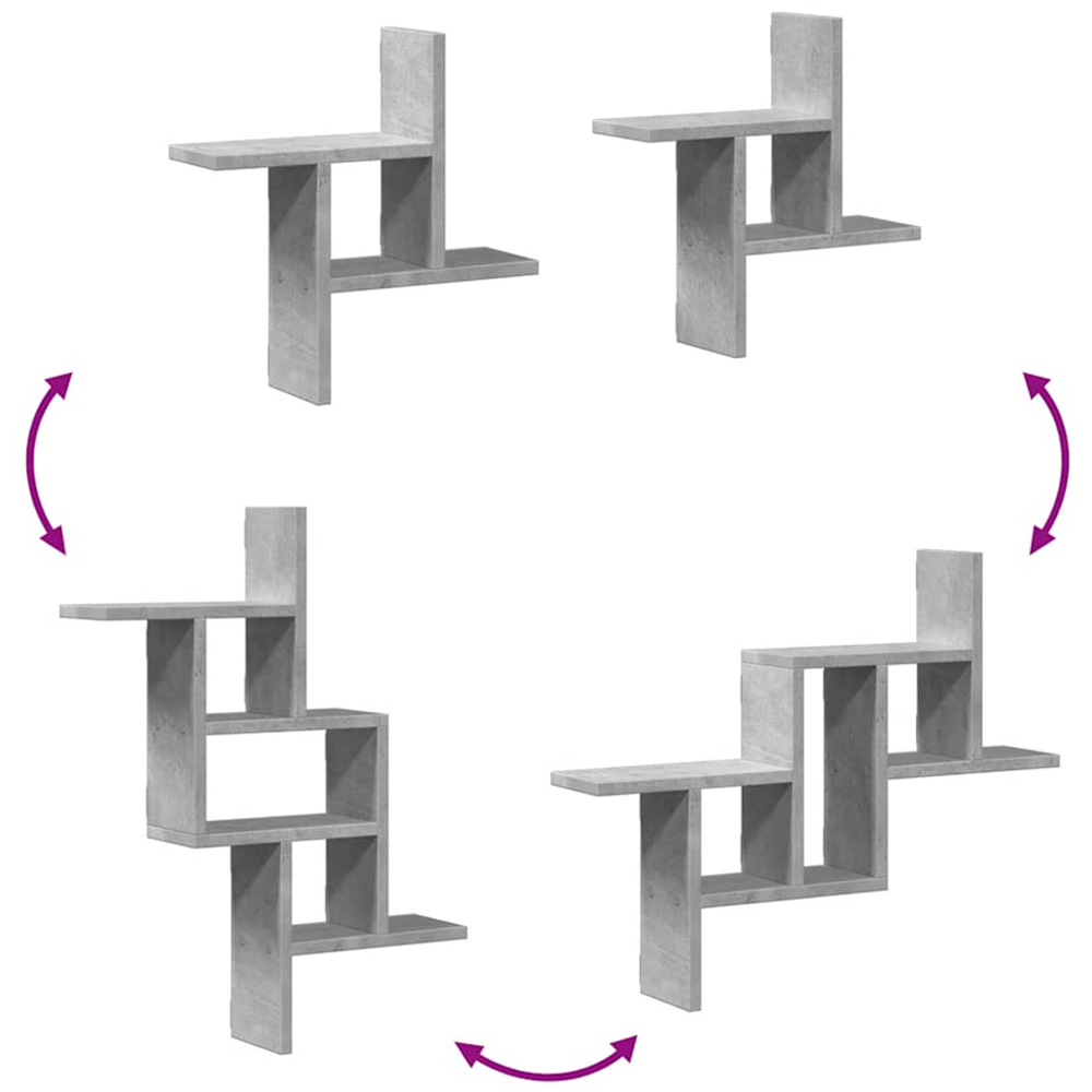 vidaXL 38 x 12 x 38cm Grey Wall Shelf Image 9