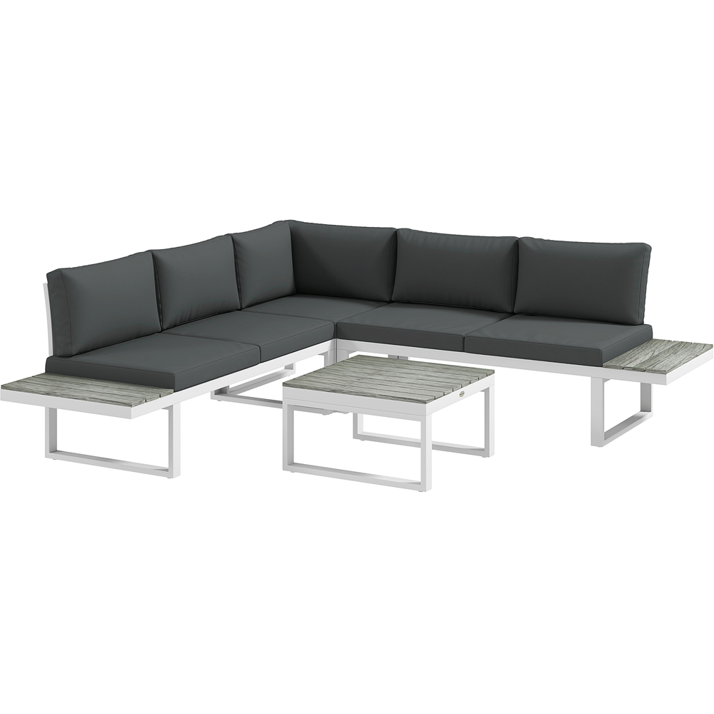 Outsunny 5 Seater White Recliner Corner Lounge Set Image 2