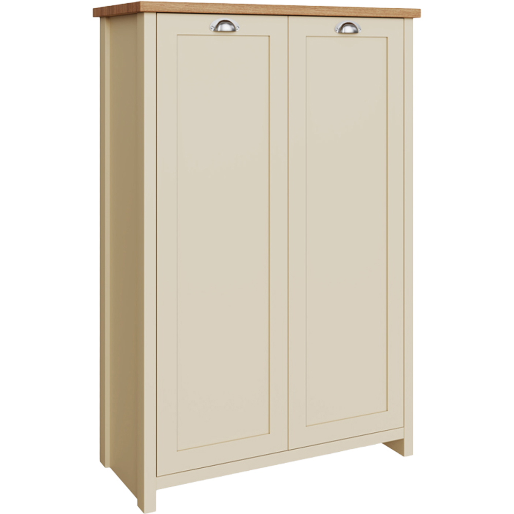 GFW Lancaster 2 Door Cream and Oak Tall Shoe Cabinet Image 4