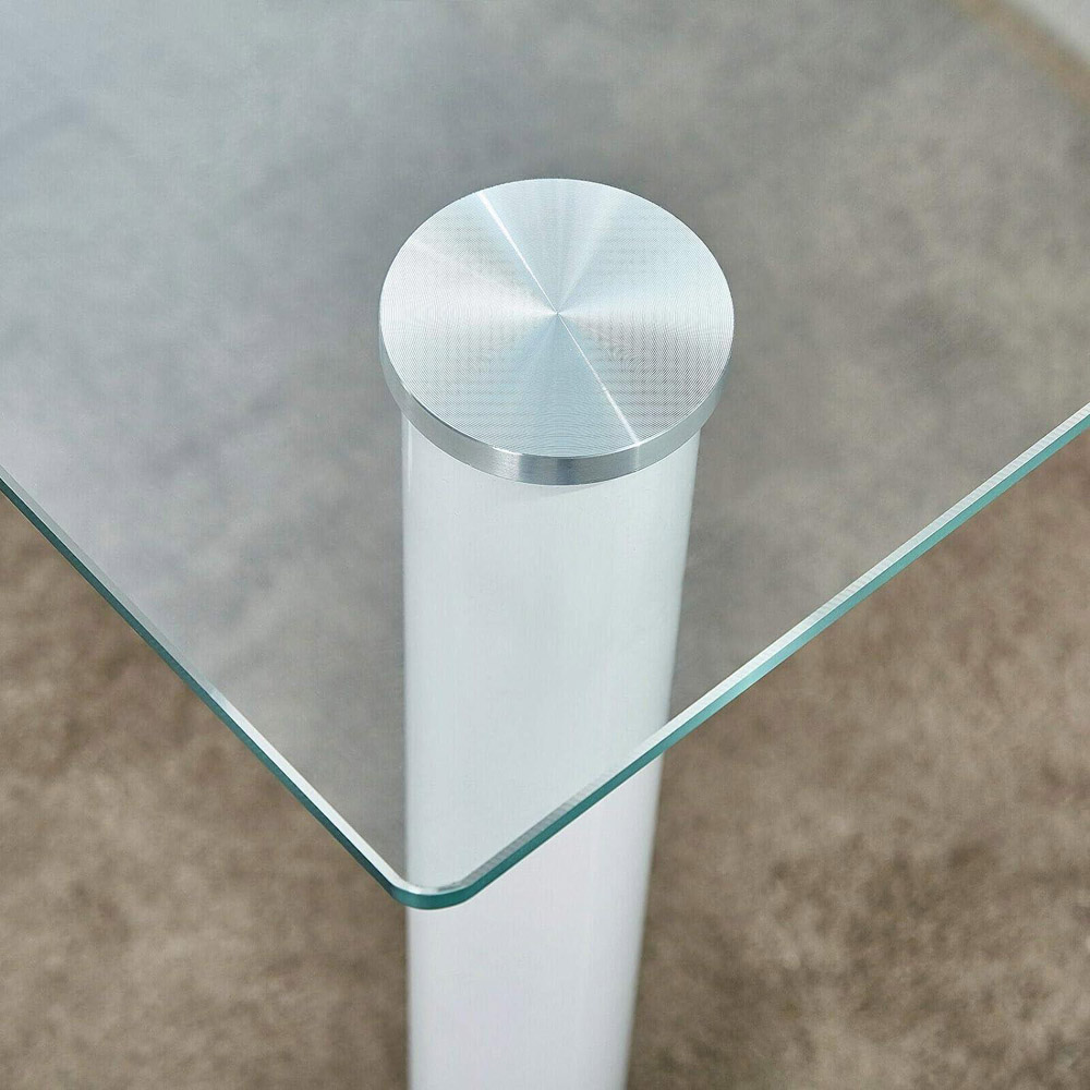 Kosy Koala 4 Seater Clear Glass Dining Table with Metal Legs White Image 3