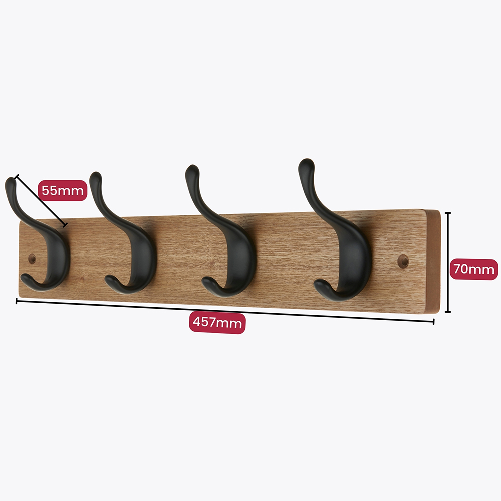 Headbourne Matte Black 4 Hook Coat Rail Image 5