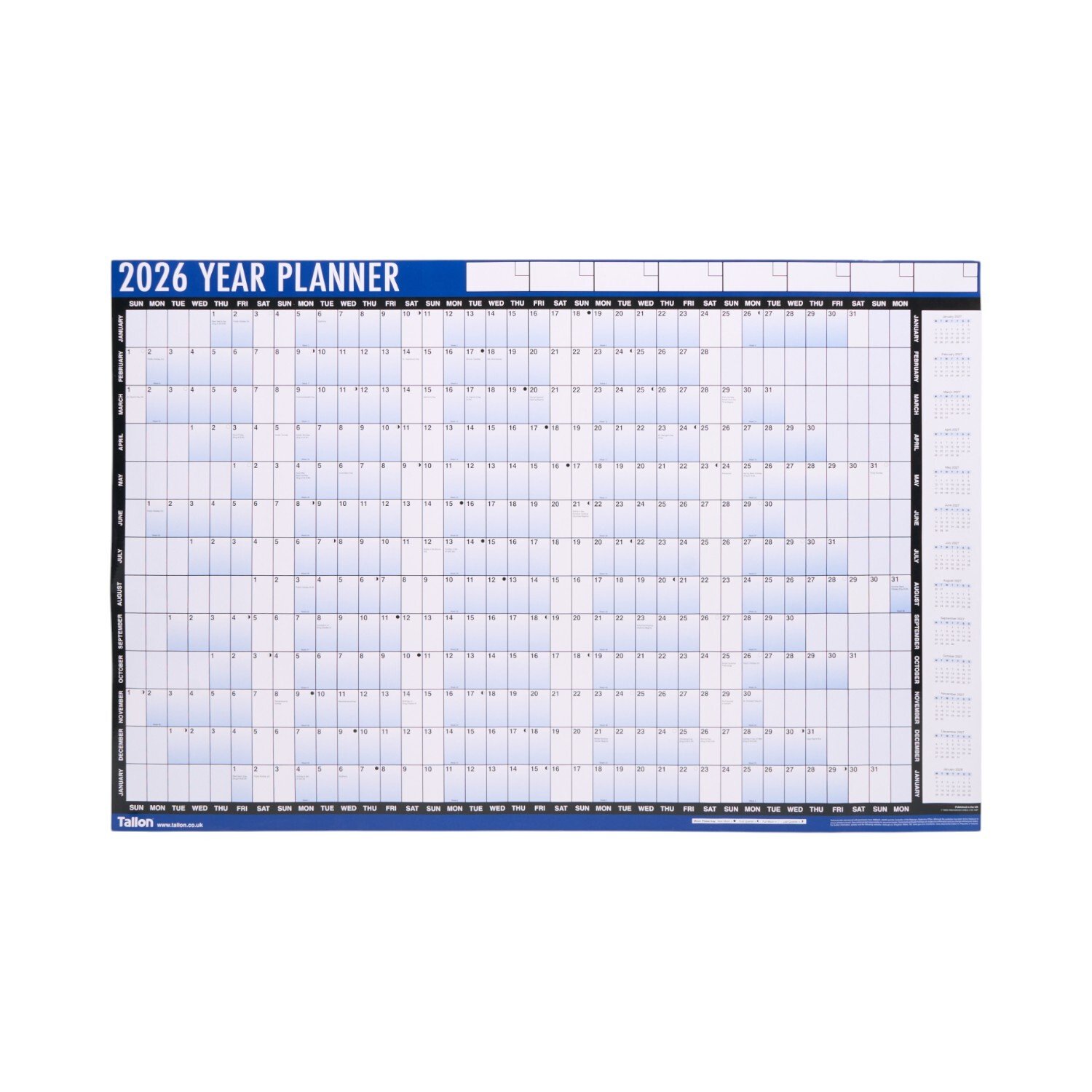 2026 Year Planner Poster Navy Image 1