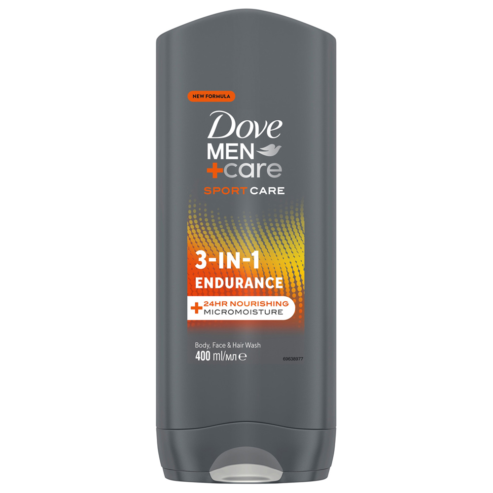 Dove Men+Care Hydrating Endurance 3-in-1 Hair, Body and Face Wash 400ml Image 1