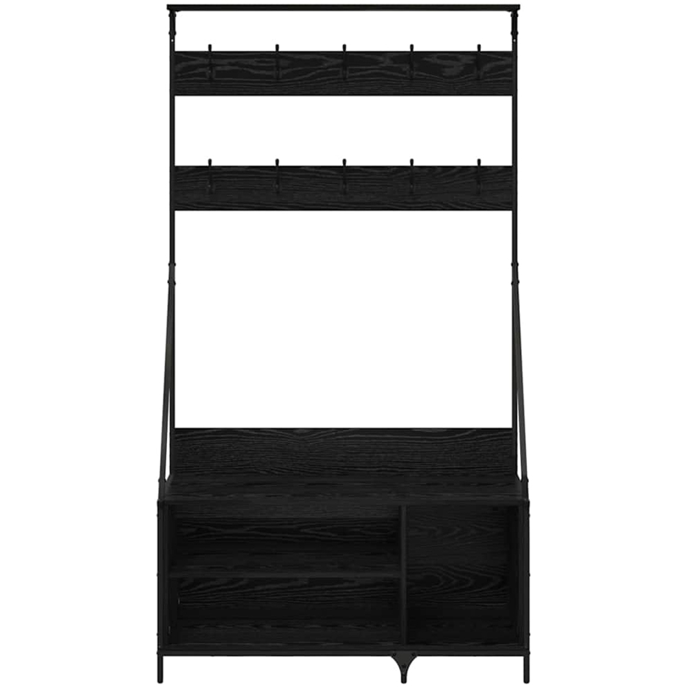 vidaXL 2 Shelf Black Oak Clothes Rack with Hanging Hooks Image 2