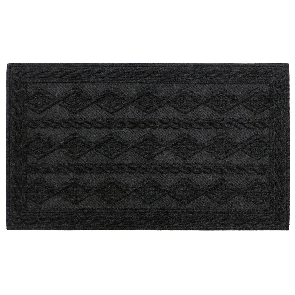 JVL Charcoal Knit Indoor Scraper Doormat 45 x 75cm Image 1