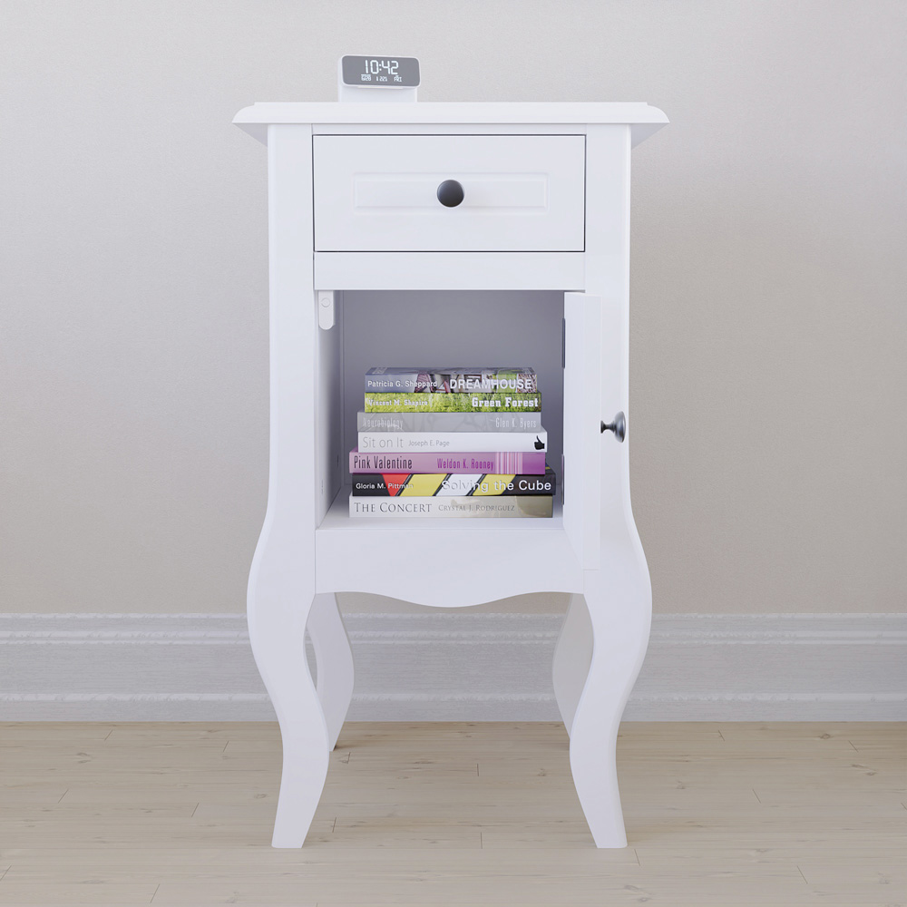 Vida Designs Nishano Single Door Single Drawer White Bedside Table Image 6