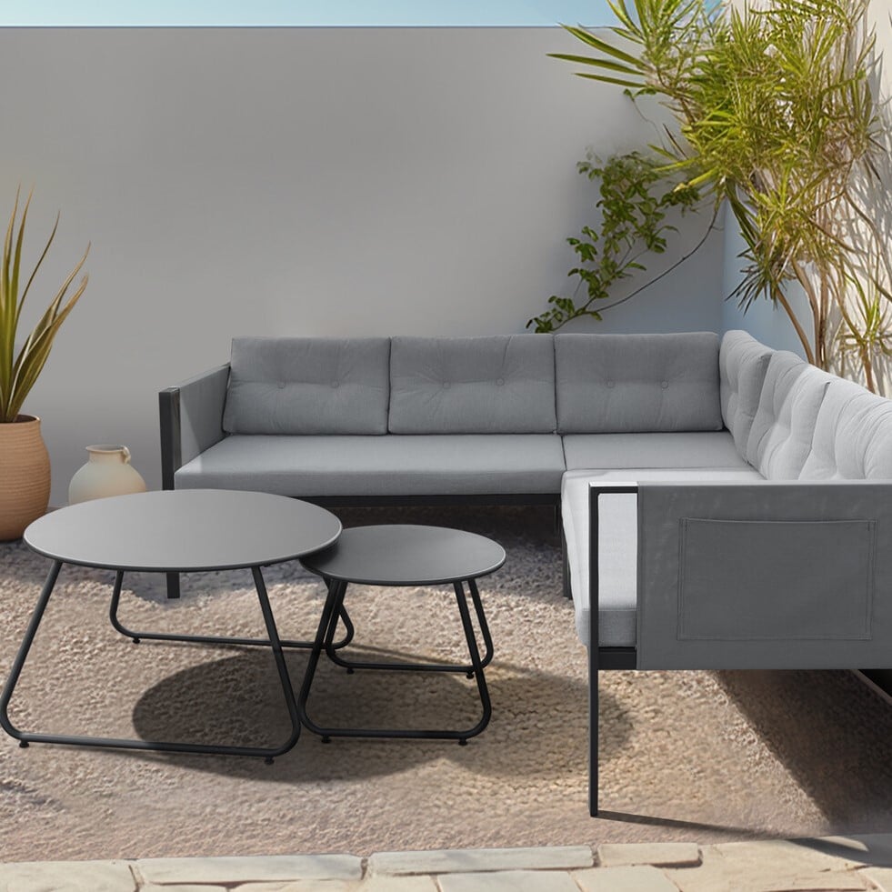 Sicily 4 Seater Grey Corner Lounge Set Image 1