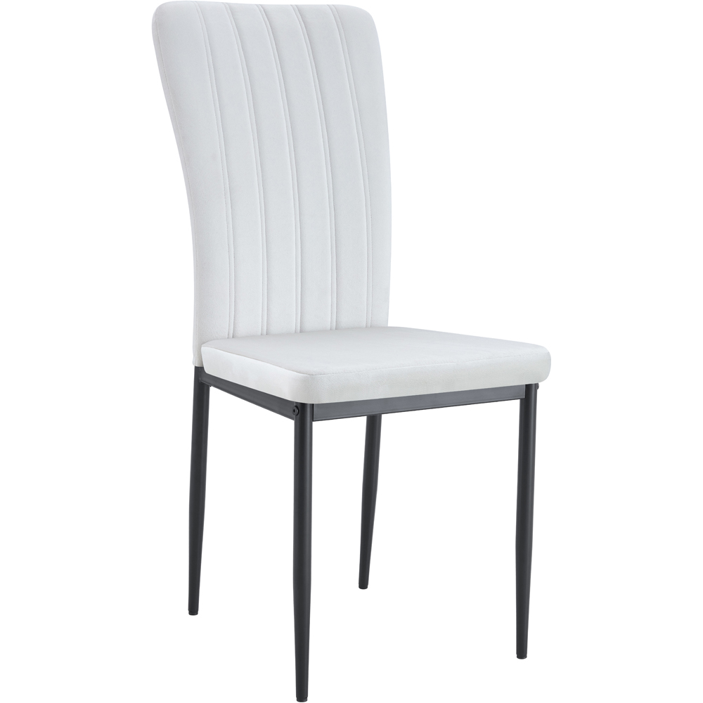 Elle Set of 6 Beige Velvet Effect Plush Padded Upholstered Dining Chair Image 2