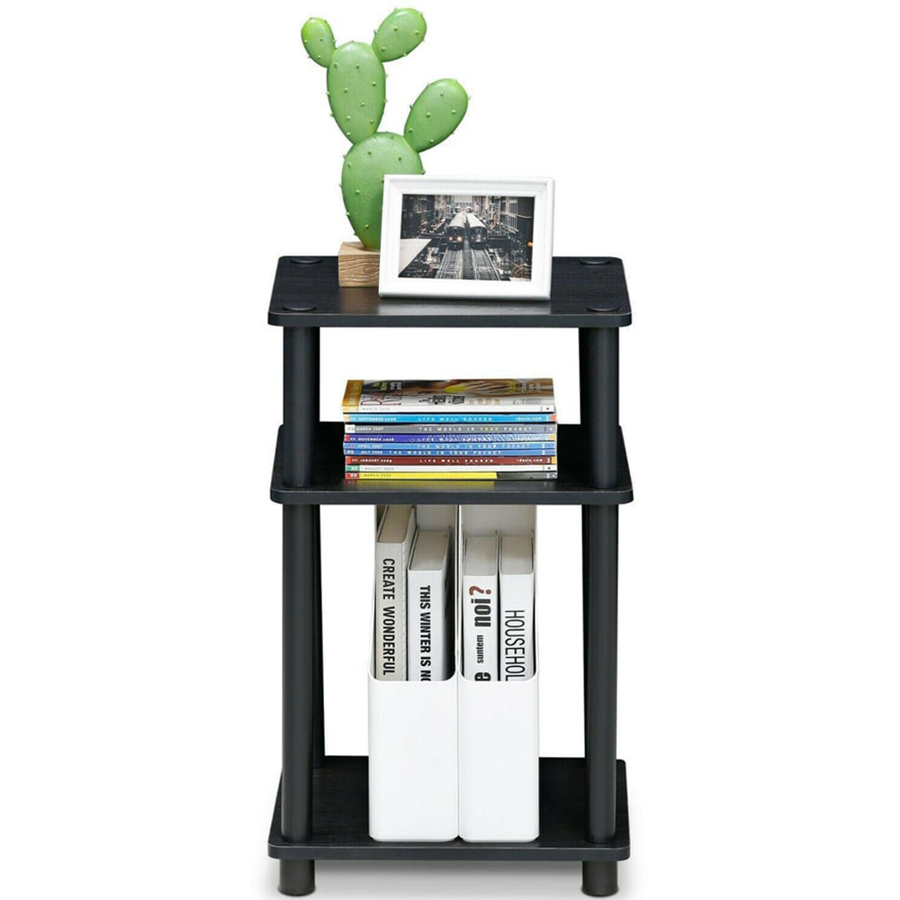Walplus 2 Shelf Americano and Black Turn-N-Tube End Table Image 4